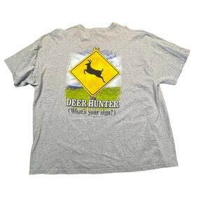 Vintage 2002 Deer Hunter Buck Wear T Shirt 2XL Gray Novelty Hunting Y2K